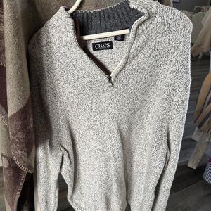 Chaps Men's Grey and Cream Jumper
